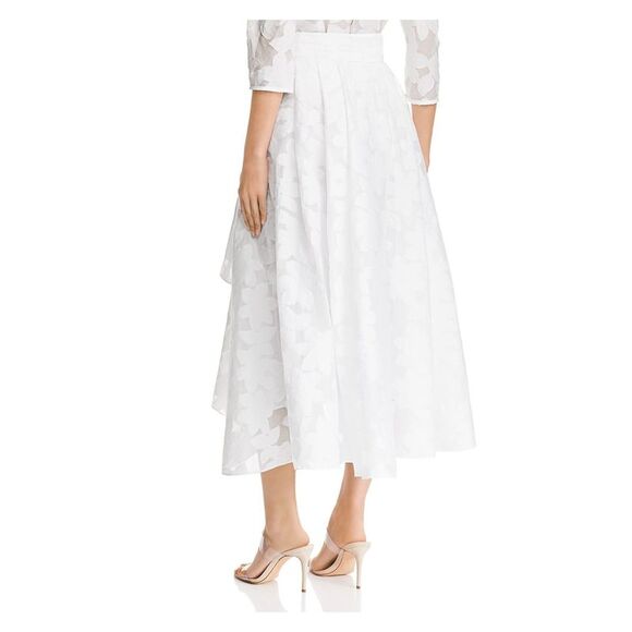 MILLY Womens White Ruffled Floral Midi Wrap Skirt Size: 0 - Picture 2 of 2